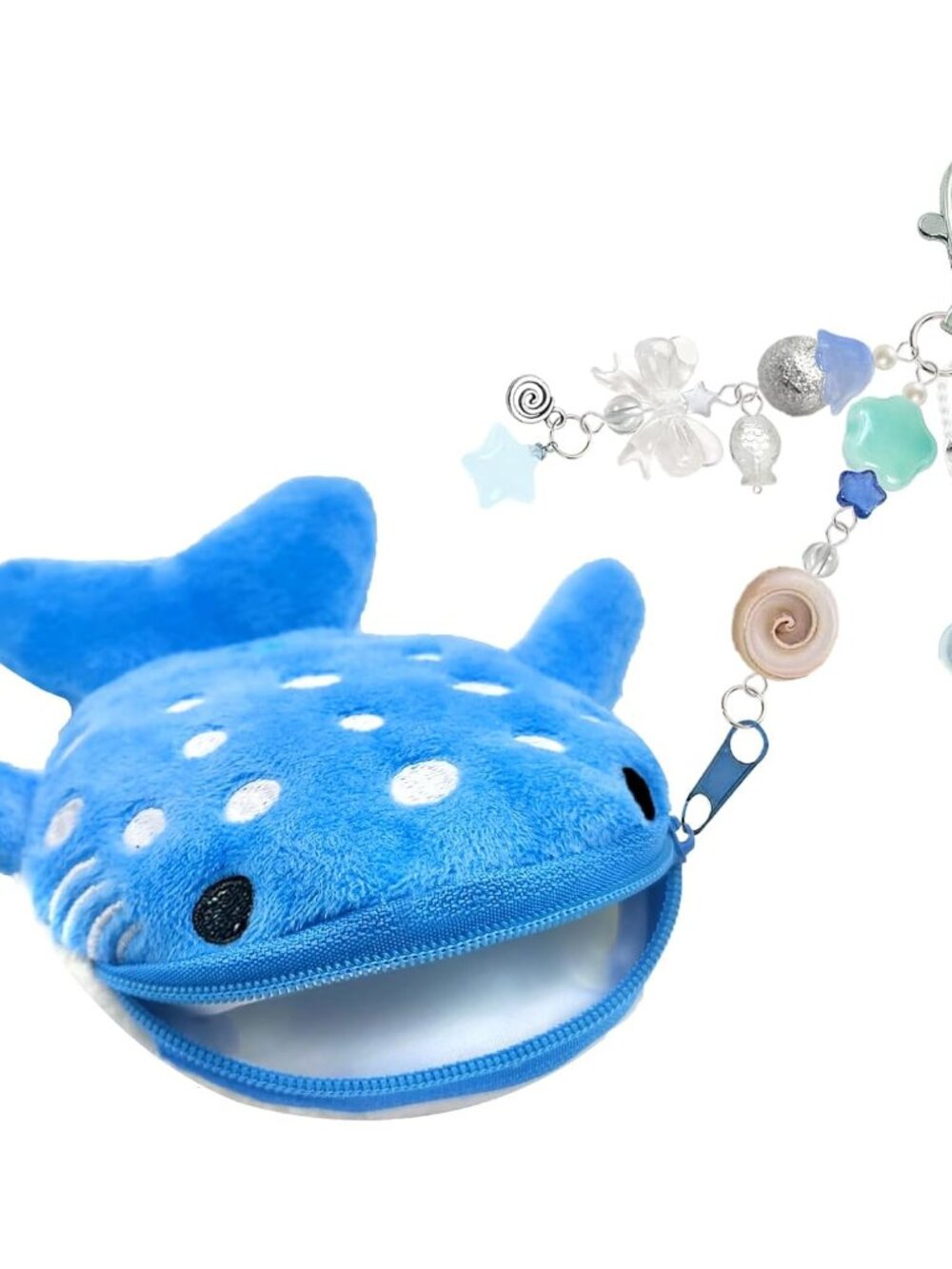 Whale Shark Coin Purse Keychain,Cute Blue Plush Change Pouches Bag Charm